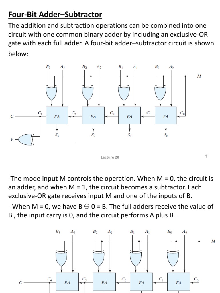 Four-Bit Adder-Subtractor | PDF | Numbers | Arithmetic