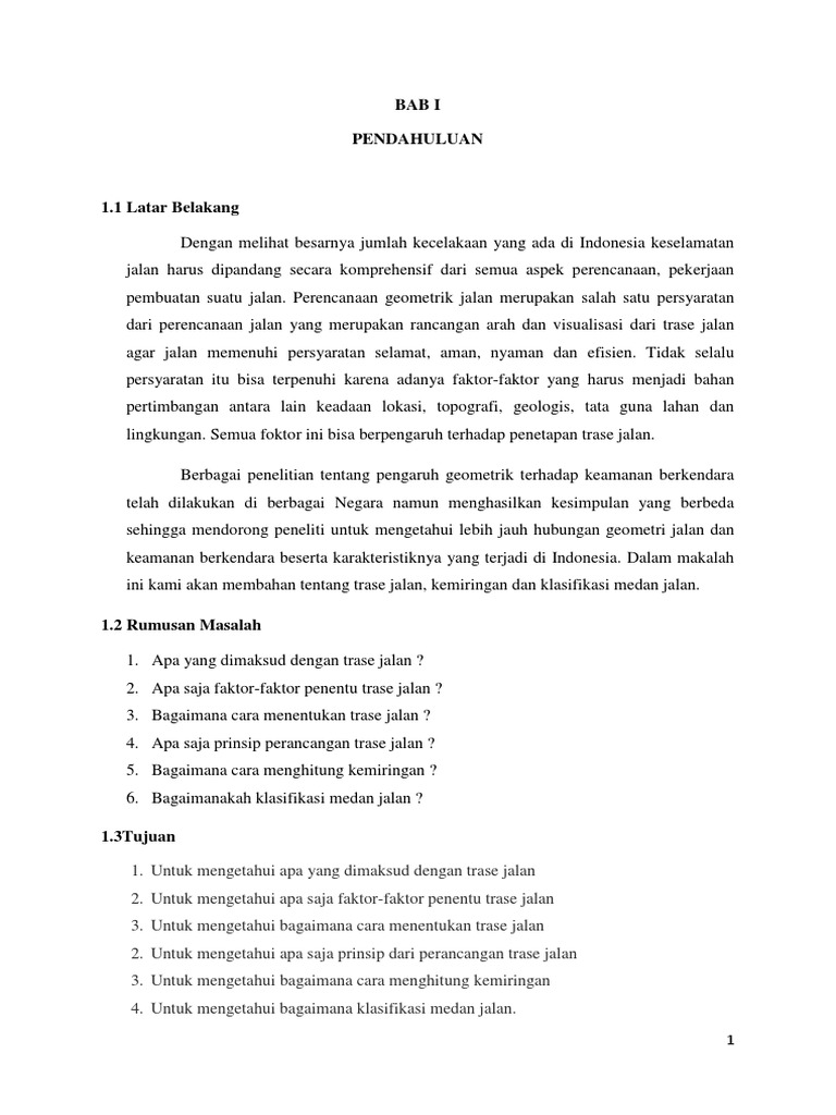 Trase Jalan Geometrik Jalan Pdf