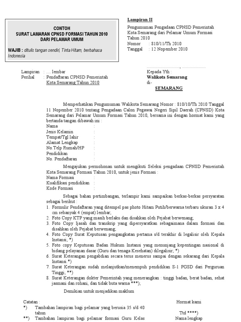 Contoh Surat Lamaran