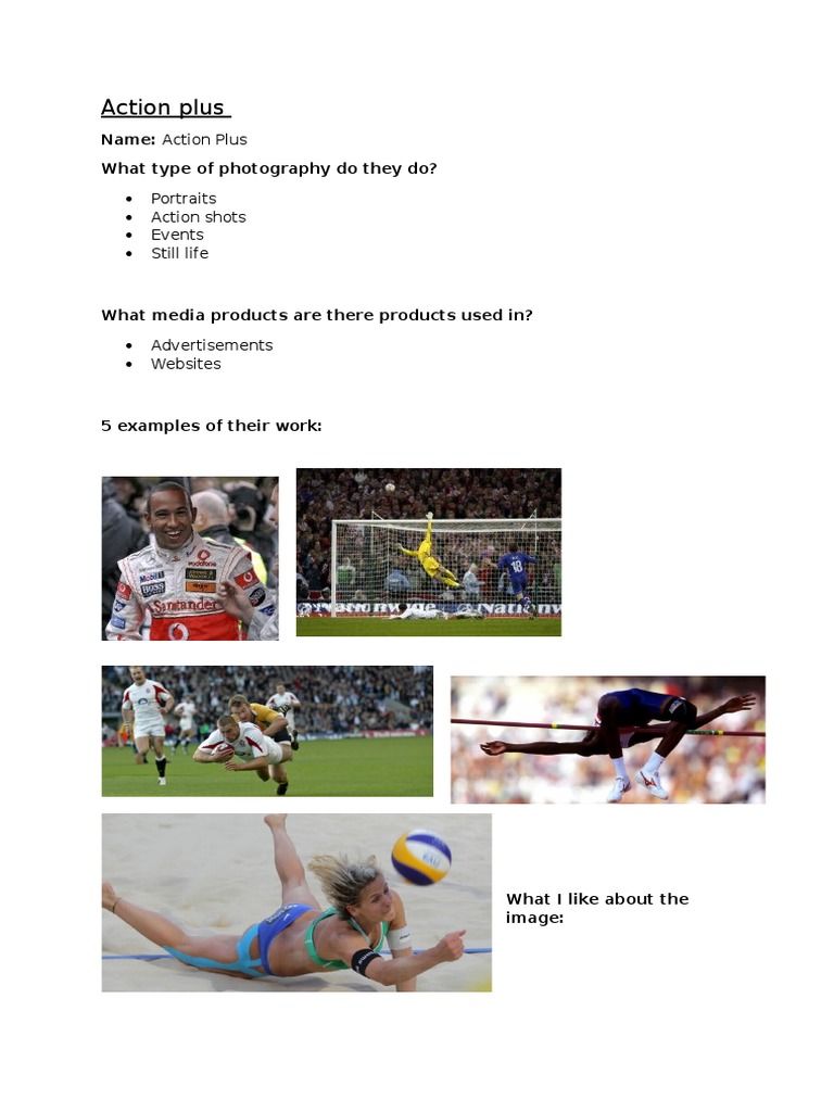 Action Plus: Portraits Action Shots Events Still Life | PDF