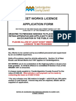 Street Works Licence Application Form