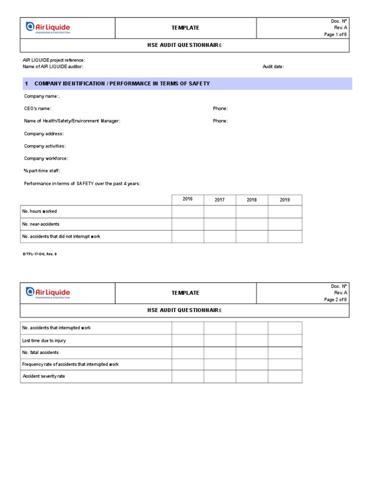 HSE Audit Checklist | PDF | Safety | Business