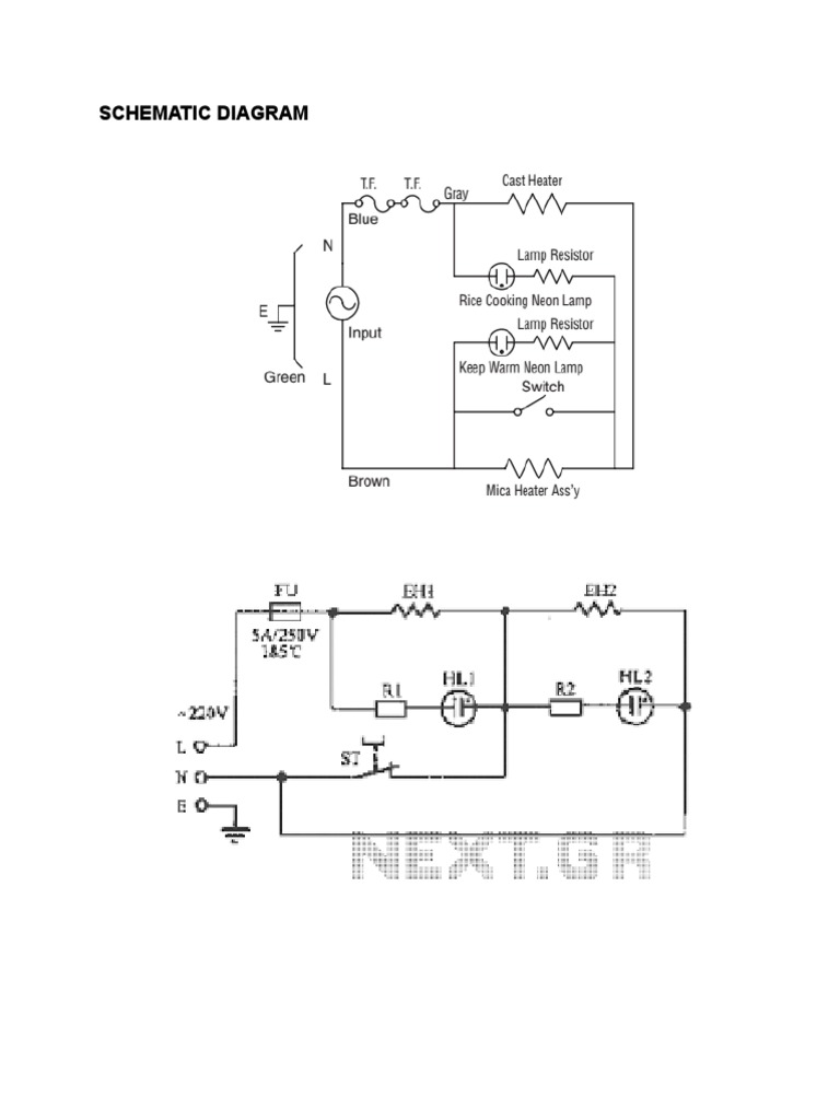Schematic Diagram (Rice Cooker) | PDF | Thermostat | Switch