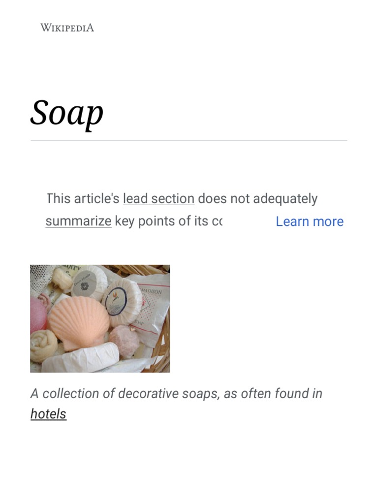 Soap Wikipedia PDF Soap Chemical Compounds