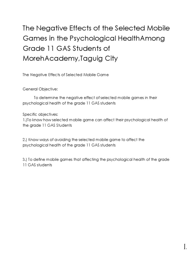 Negative Effects of Mobile Games on Students | PDF | Video Games ...