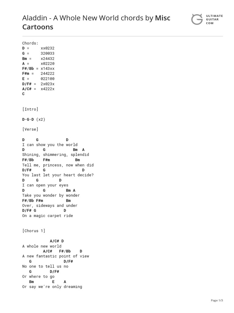 Aladdin - A Whole New World | Pdf | Song Structure | Musical Forms