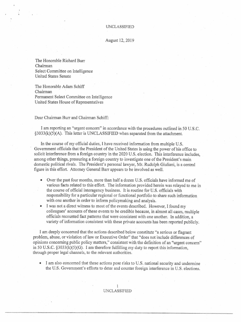 Whistleblower Complaint Unclassified PDF