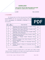 Notification Telangana State Level Police Recruitment Board: DGP Office Complex, Lakdi-Ka-Pul, Hyderabad