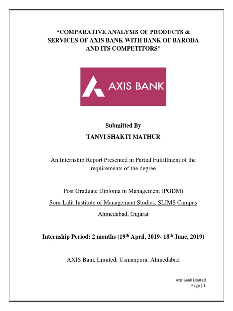 Axis Bank Internship ReportPDF Banks Banking