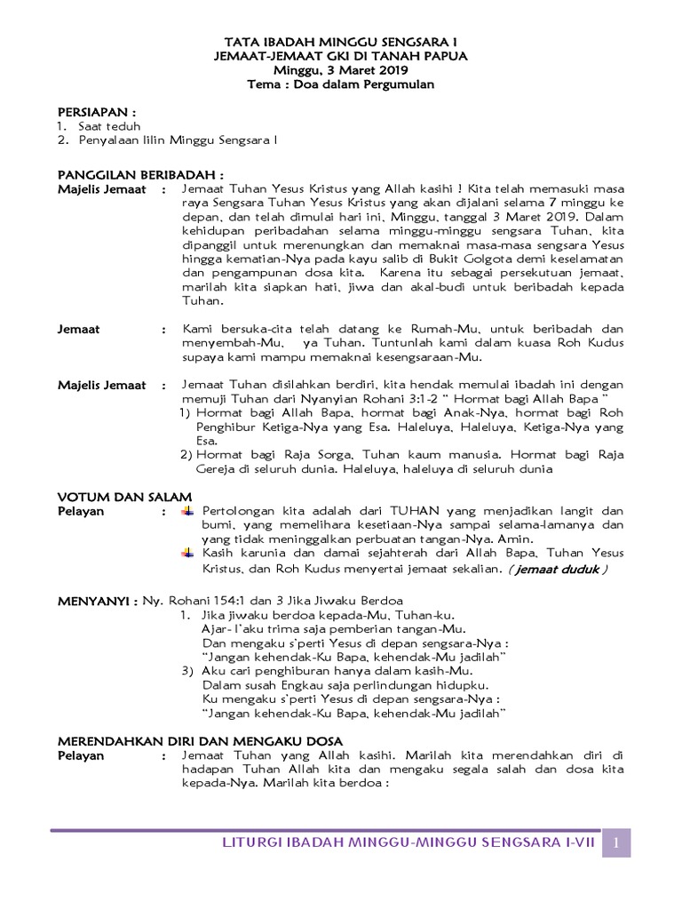 Liturgi Pentakosta 2019 Persembahan pujian sekolah minggu 2020 b. liturgi pentakosta 2019