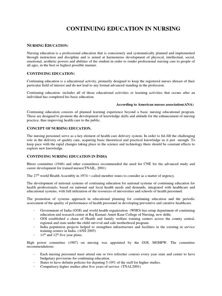 The Evolution of Continuing Nursing Education in India: Analyzing the ...