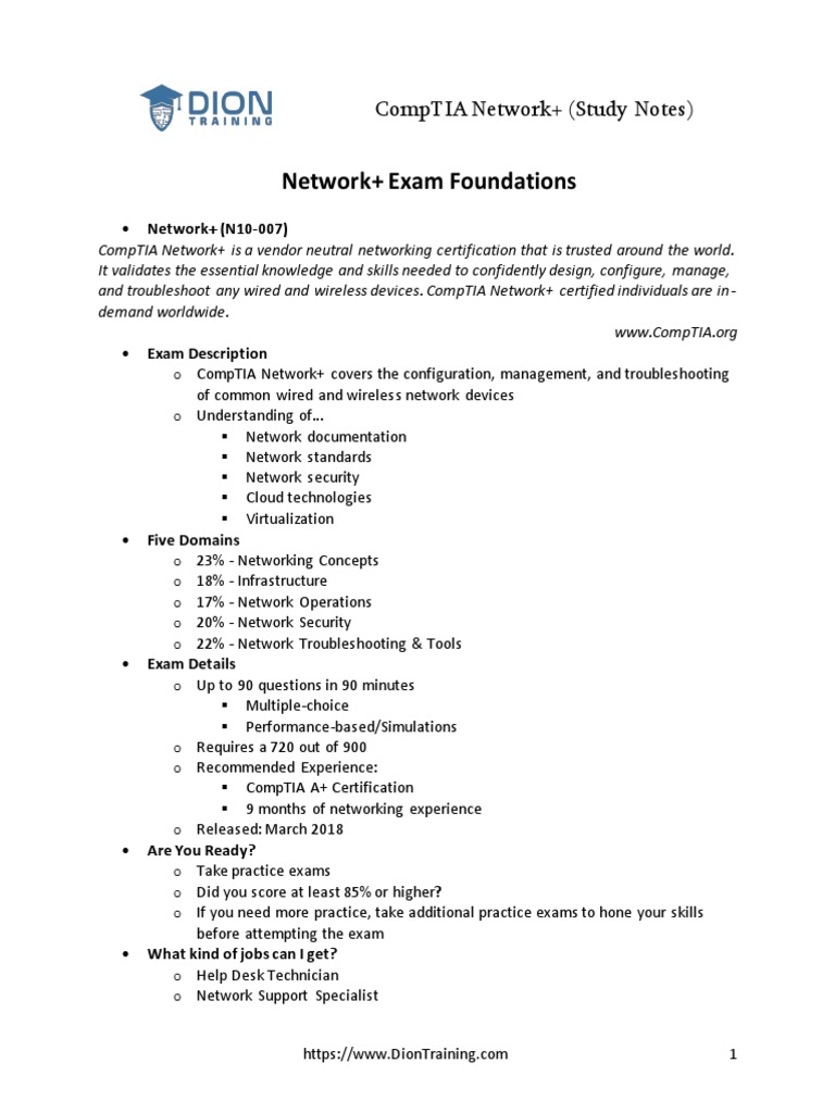 CompTIA Network Study Notes | Download Free PDF | Internet Protocol ...