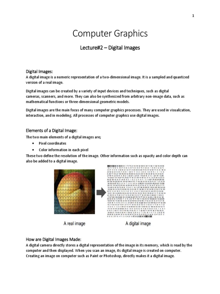 Computer Graphics: Lecture#2 - Digital Images | PDF | Digital Image ...