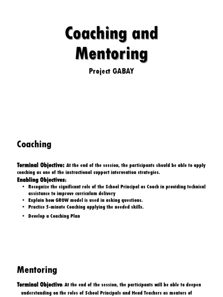 Coaching and Mentoring for Educators | PDF | Mentorship | Goal