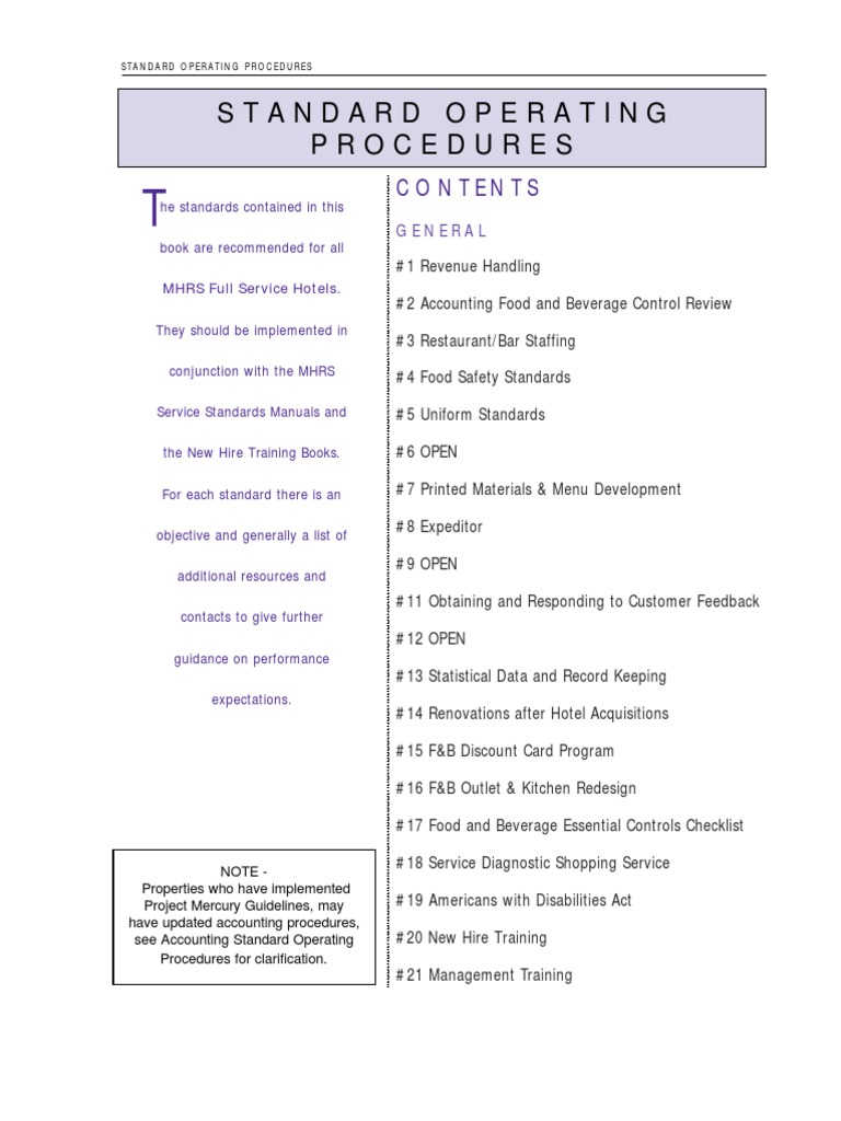 General SOP PDF | PDF | Menu | Point Of Sale