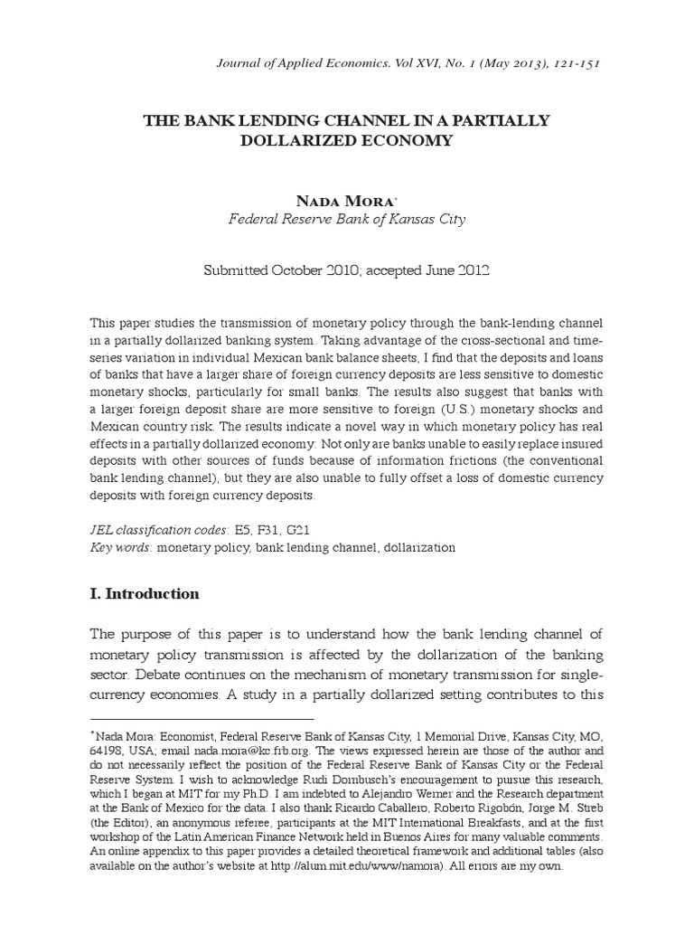 The Bank Lending Channel | PDF | Monetary Policy | Interbank Lending Market