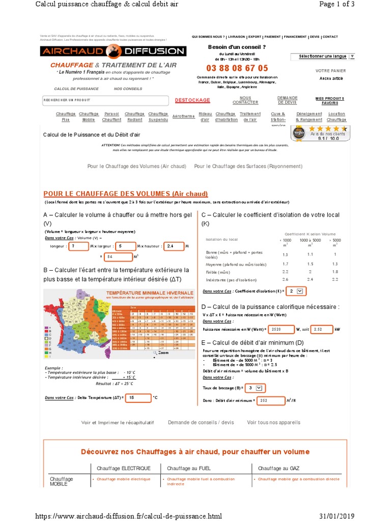 Calcul de Puissance PDF Chaudière Chauffage électrique — free download