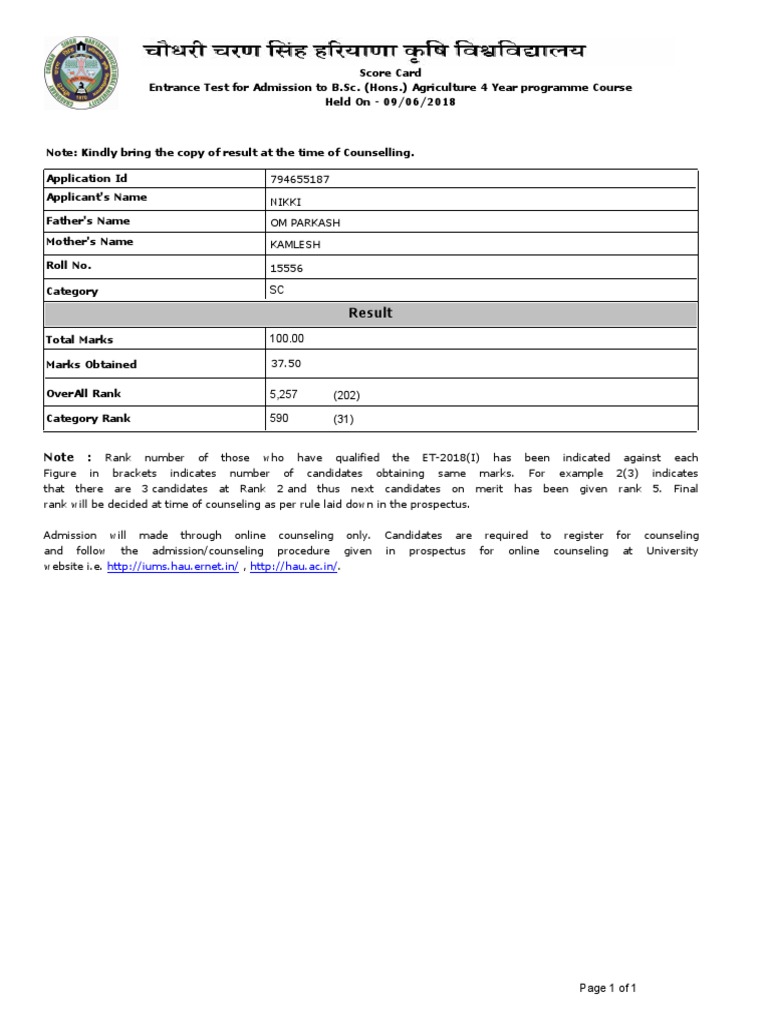 Result: Note | PDF