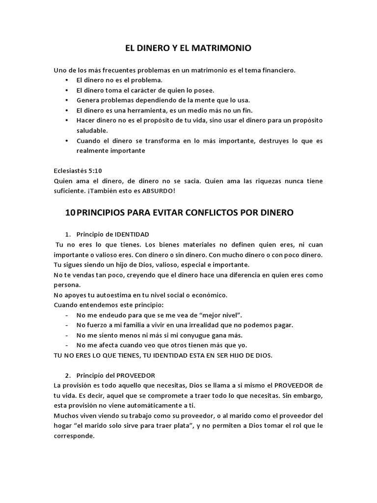 El Dinero y El Matrimonio | PDF | Dinero | Presupuesto
