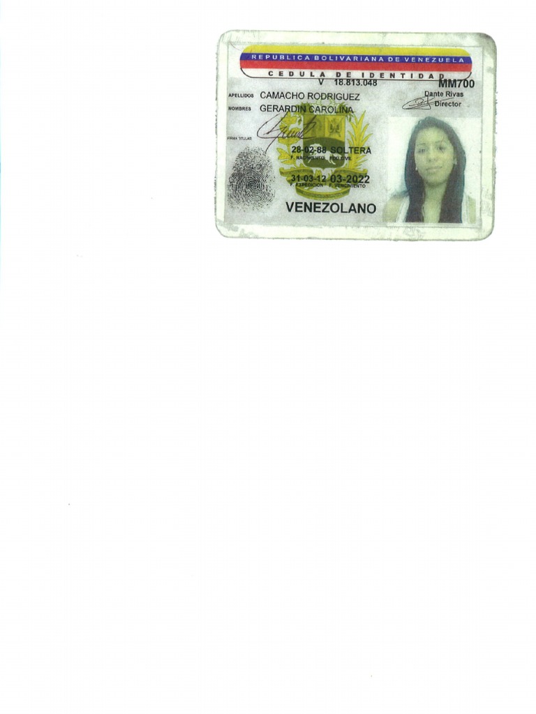 Cedula de Identidad Carolina. | PDF