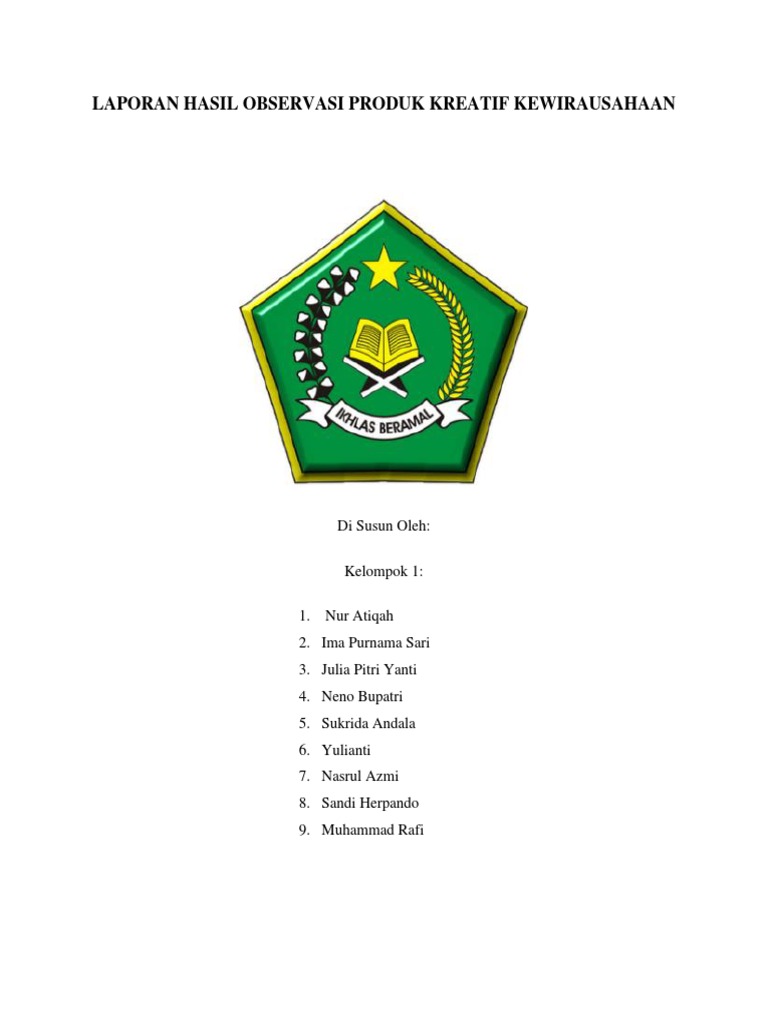Contoh Laporan Hasil Observasi Produk Kreatif Kewirausahaan
