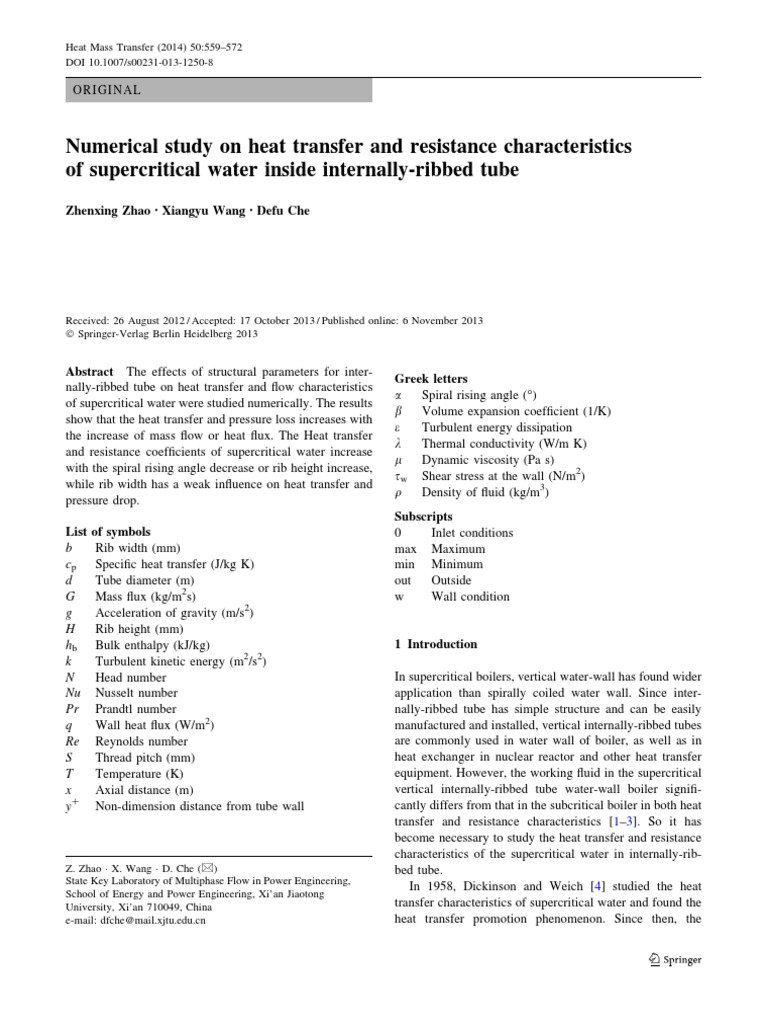 Supercritical Water Heat Transfer Study | PDF | Heat Transfer | Turbulence