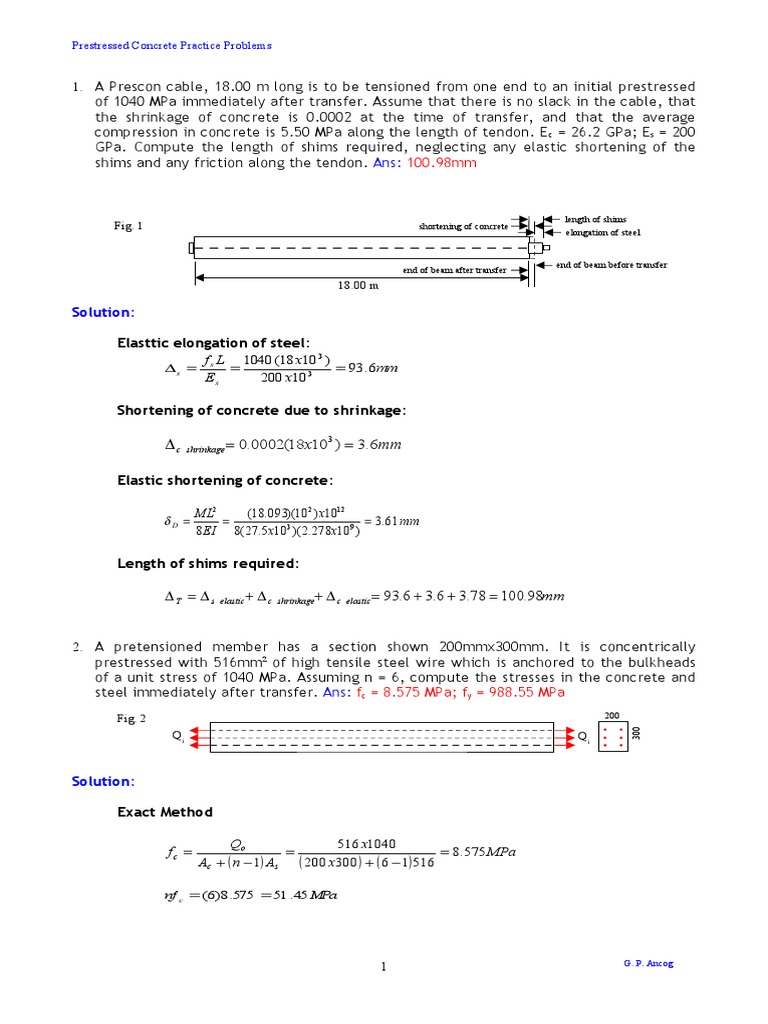 Pre Stressed Concrete Solved Problems PDF | PDF | Prestressed Concrete ...