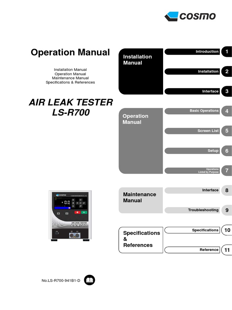 LS-R700 Air Leak Tester Manual | PDF | Leak | Electrical Connector