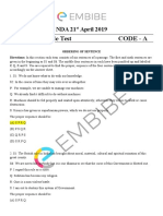 General Aptitude Test Code - A: NDA 21 April 2019