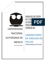 Analisis Fallas. Reporte de Pieza Tuberia