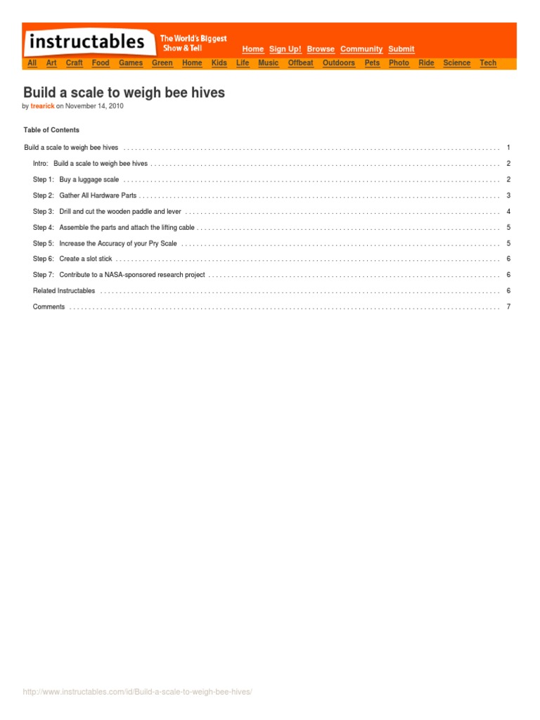 Build A Scale To Weigh Bee Hives PDF Beekeeping Honey Bee