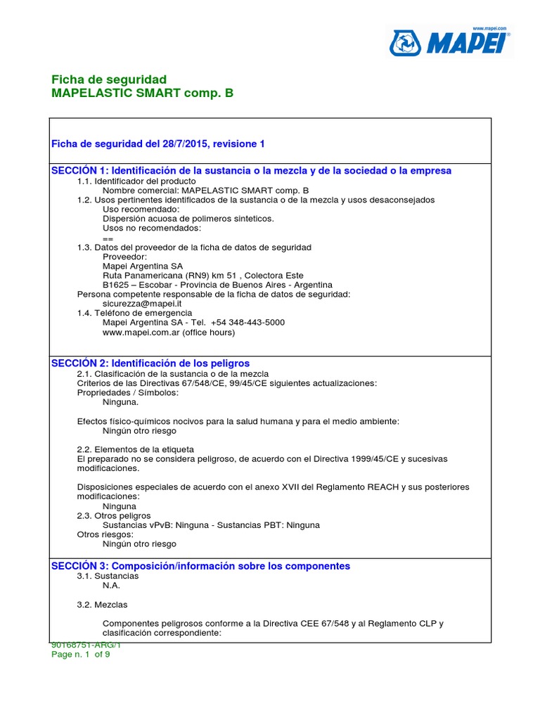 MDSD - Mapelastic Smart Comp. B | PDF | Toxicidad | Química