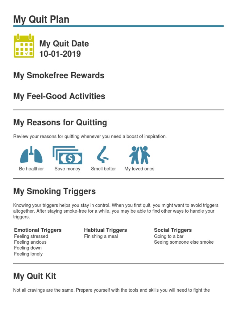 Quit Plan Pdf | My Quit Plan – NRCEH