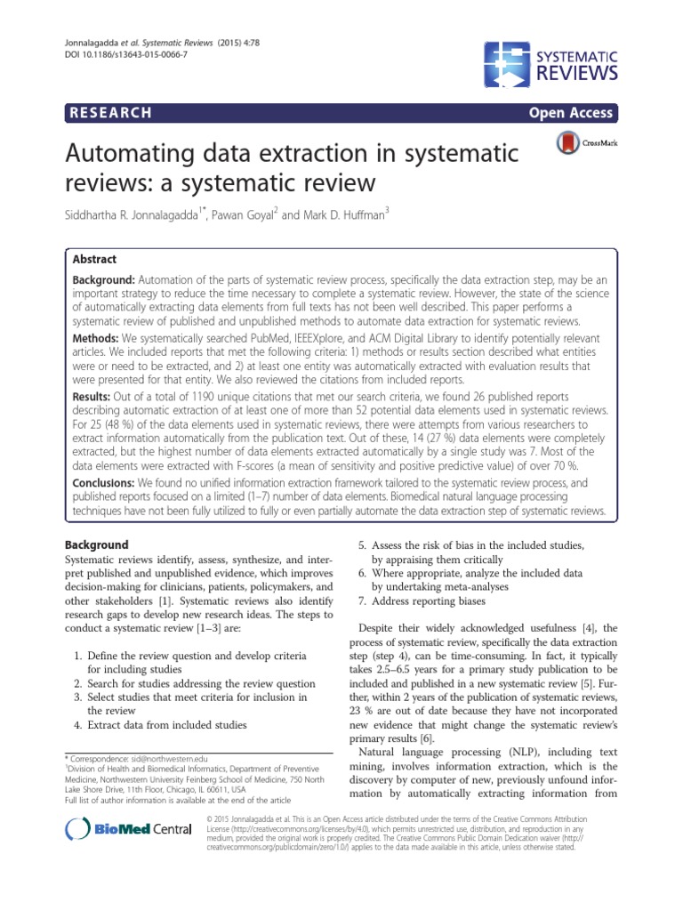 Automating Data Extraction in Systematic Reviews: A Systematic Review ...
