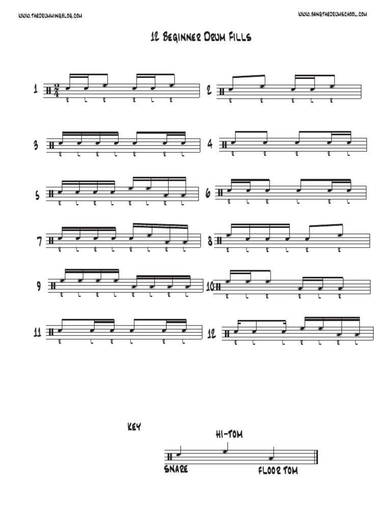 12 Beginner Drum Fills PDF