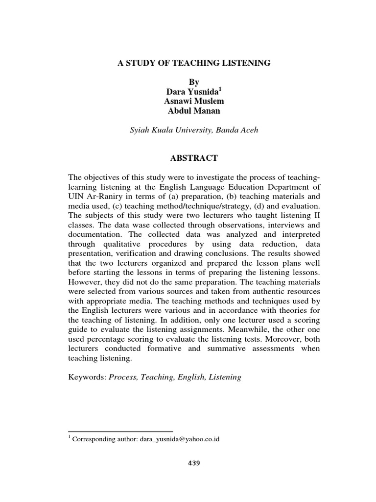 Intensive vs Extensive Listening Methods | PDF | Educational Assessment ...