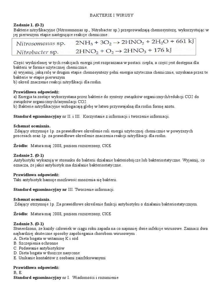 Wirusy Bakterie Protisty Grzyby Sprawdzian Klasa 5 Pdf Odpowiedzi