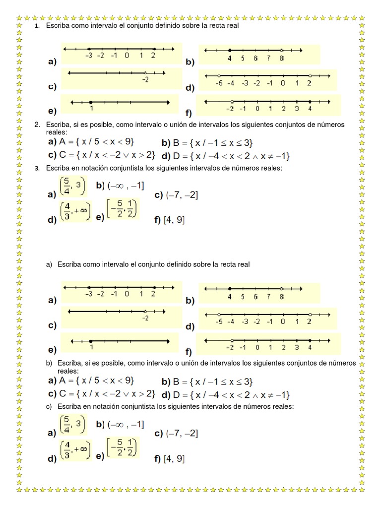 Ejercicios De Intervalos Pdf Intervalo Matemáticas Análisis