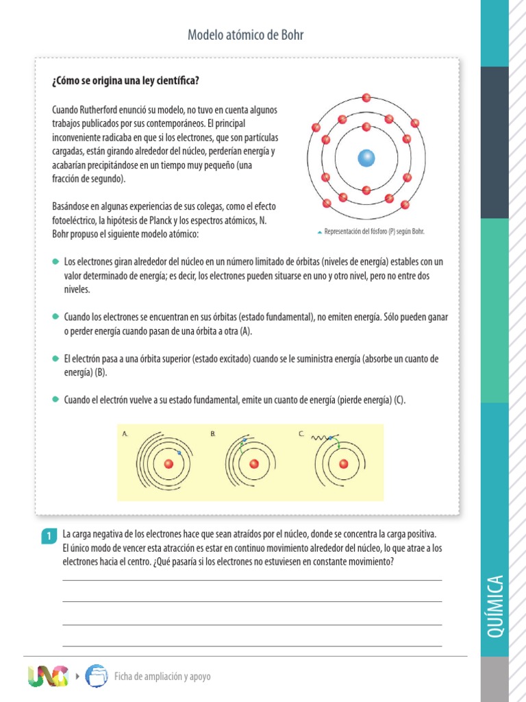 Ficha 02 - Modelo Atomico de Bohr | PDF | Átomos | Electrón