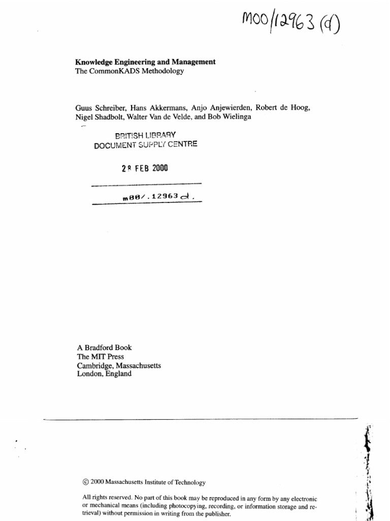 Knowledge Engineering and Management. The CommonKads Methodology | PDF