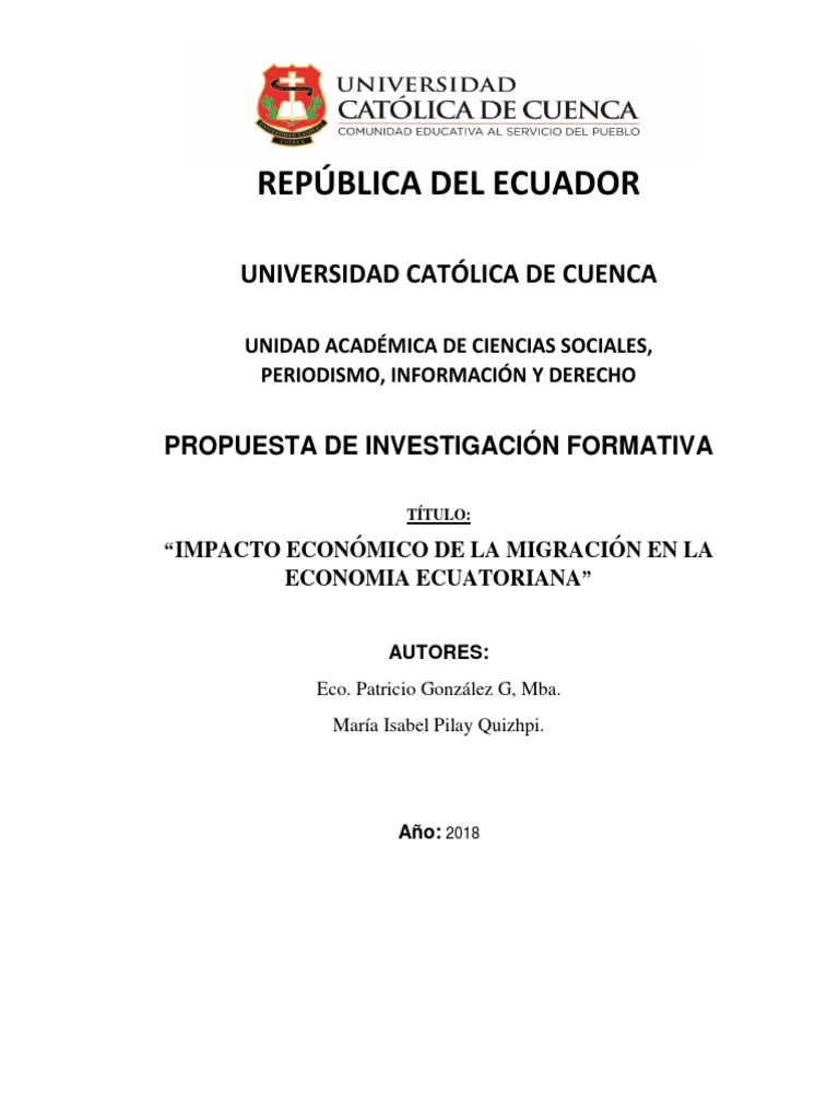 Impacto Económico de la Migración en Ecuador | PDF | Migración humana ...