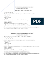 Arithmetic Sequences and Series Evaluation Mathematics / Grade 8