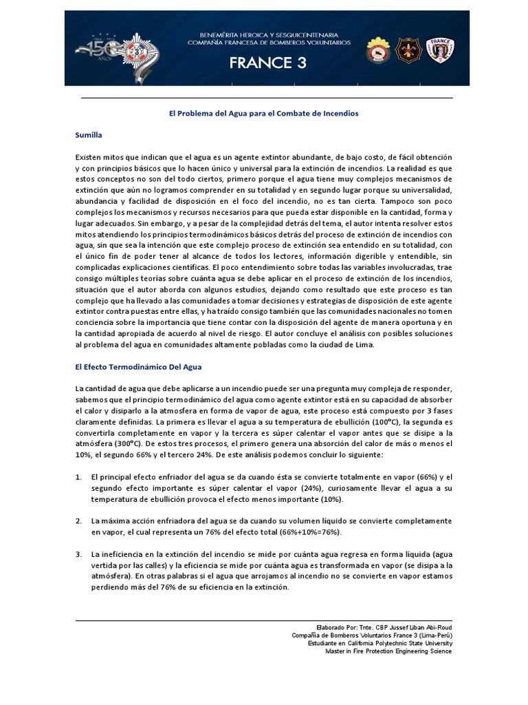 Importancia Del Agua para La Extinción de Incendios | PDF | Calor ...