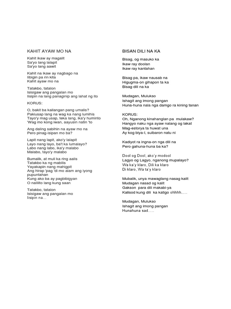 Kahit Ayaw Mo Na Bisaya Version Pdf