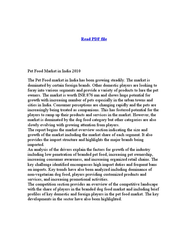 Pet Industry in India and China PDF Pet Foods
