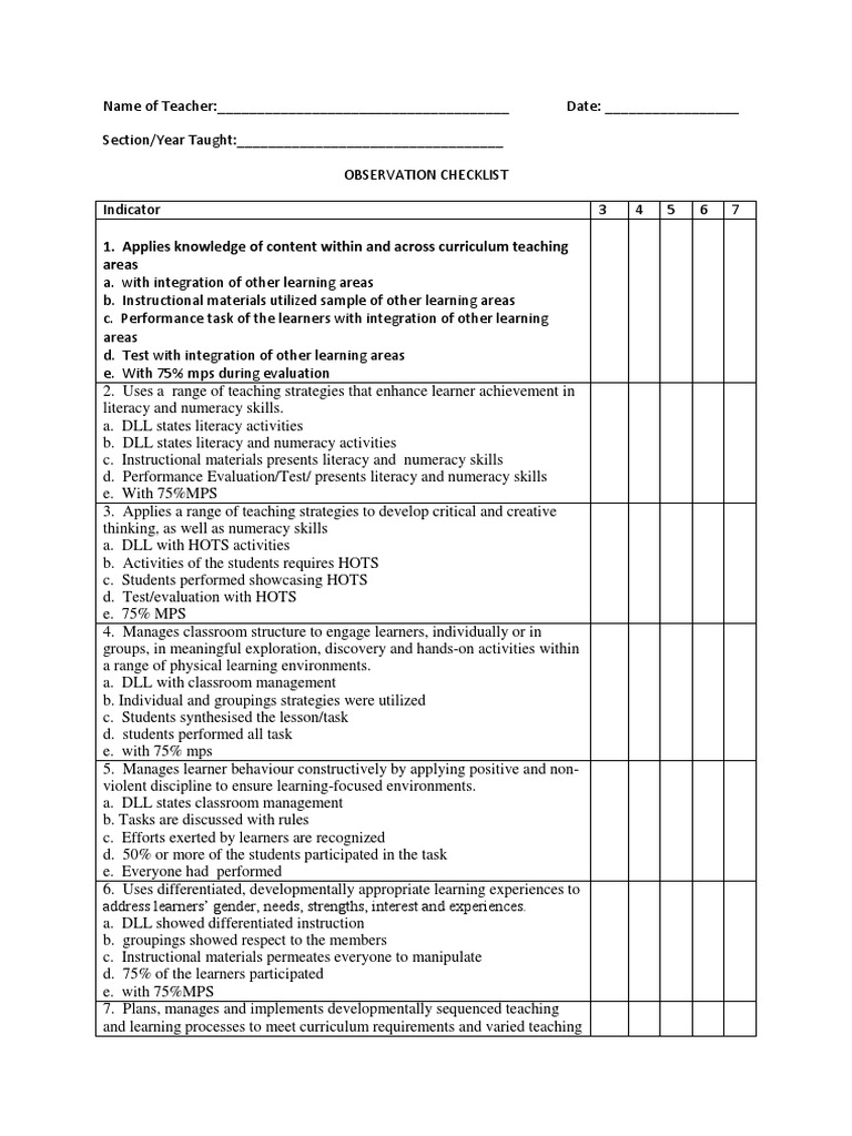 COT Checklist Educational Technology Teaching Free 30day Trial