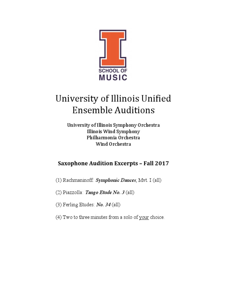 University of Illinois Unified Ensemble Auditions Saxophone Audition