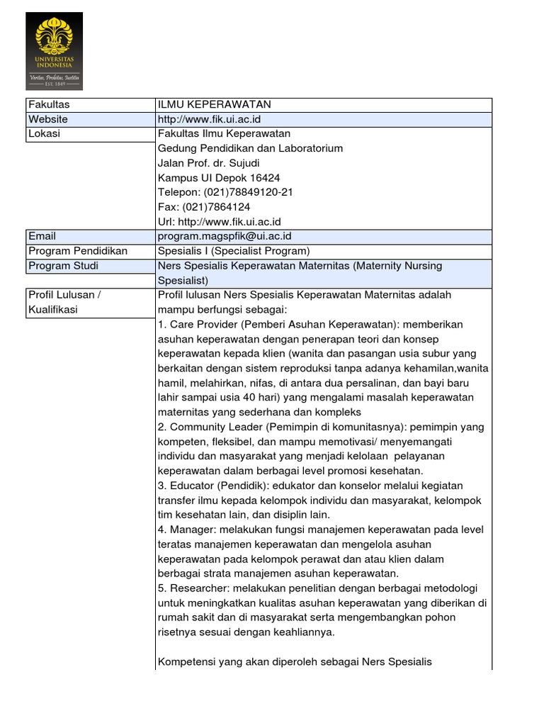 Program Ners Spesialis Maternitas | PDF | Sains & Matematika