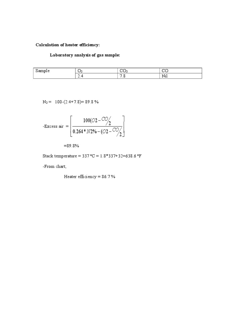 Calculations of Stack Efficiency PDF Hvac Asphalt
