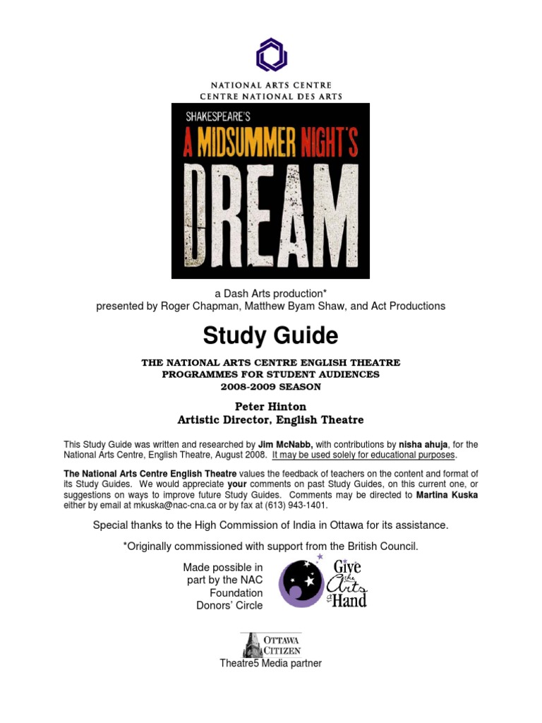 A Midsummer Night’s Dream Study Guide | PDF